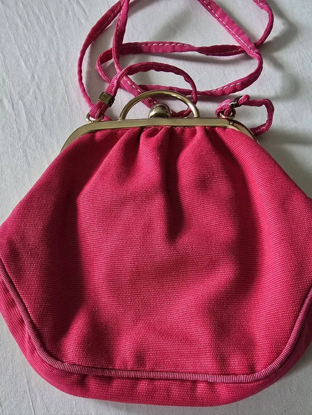 Vintage Italian Kiss-Lock Handbag Fuchsia Pink Woven Evening Bag Made in Italy
